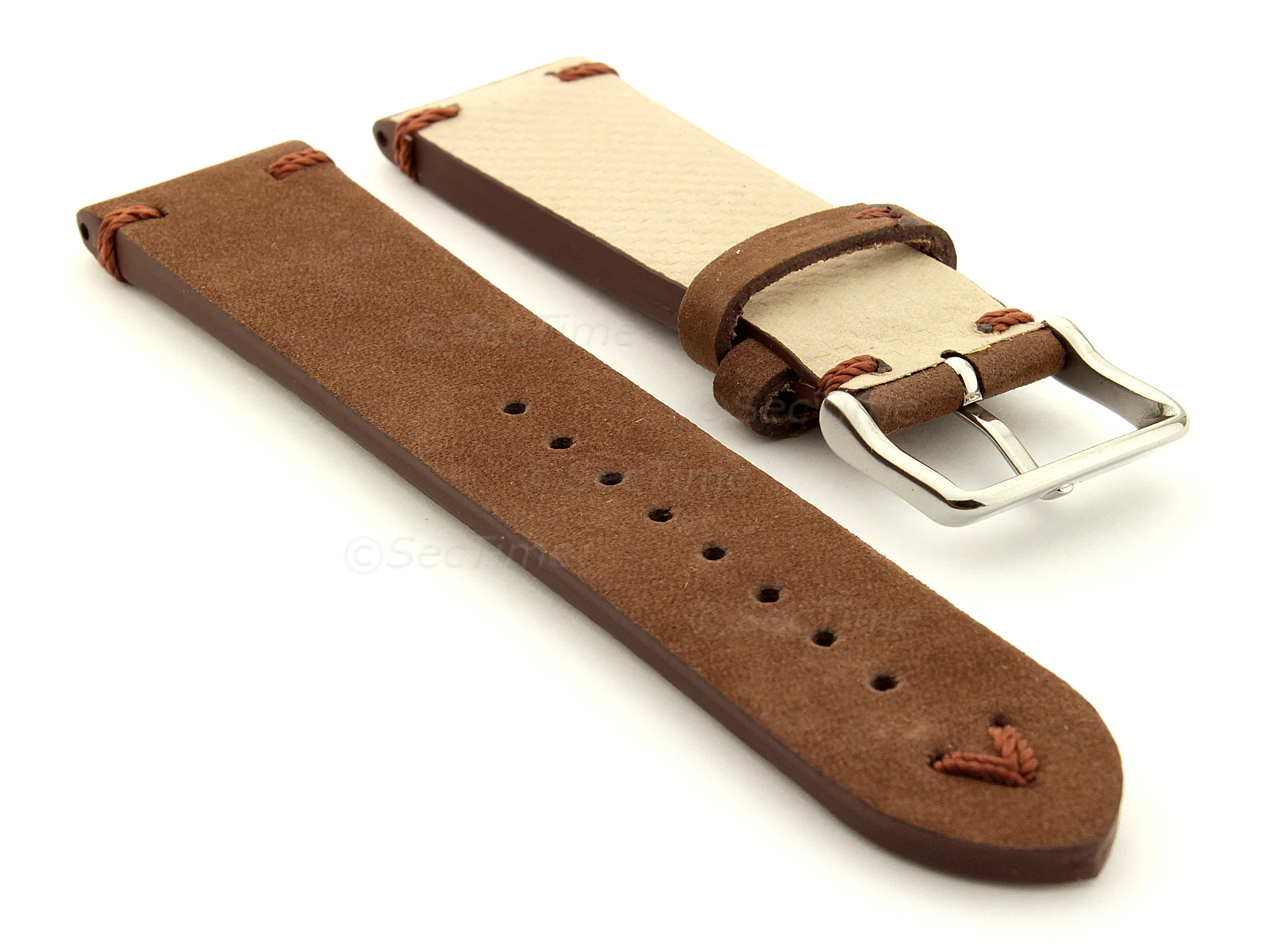 (image for) Suede Leather Retro Style Watch Strap Blacksmith Plus Cocoa 20mm (1)
