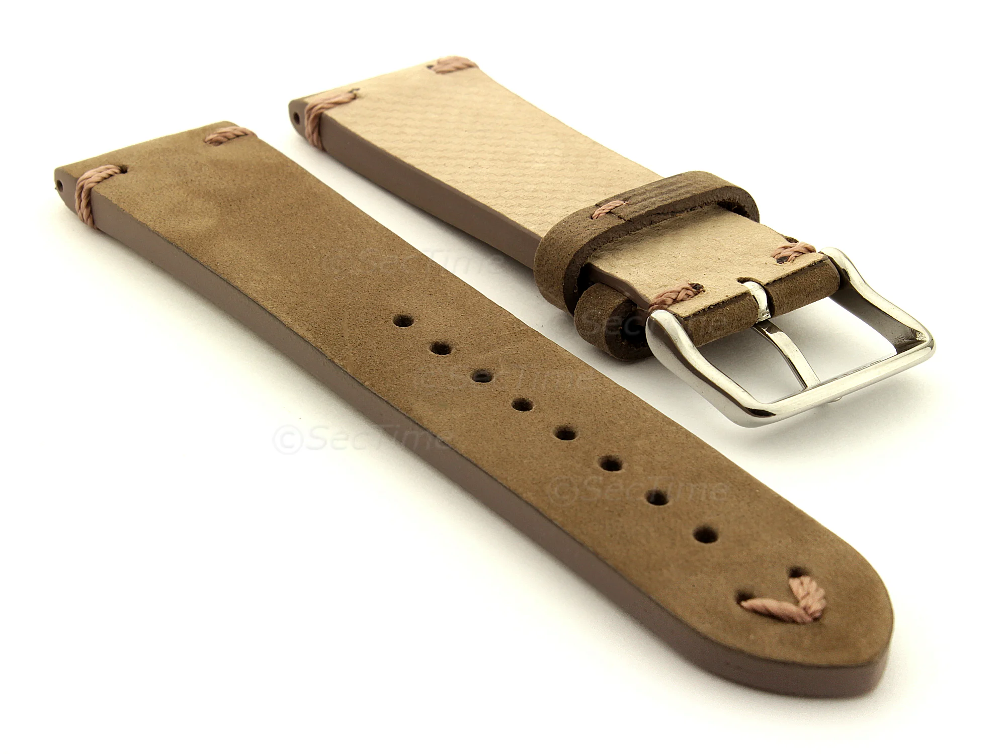 (image for) Suede Leather Retro Style Watch Strap Blacksmith Plus Coyote Brown 22mm (1)