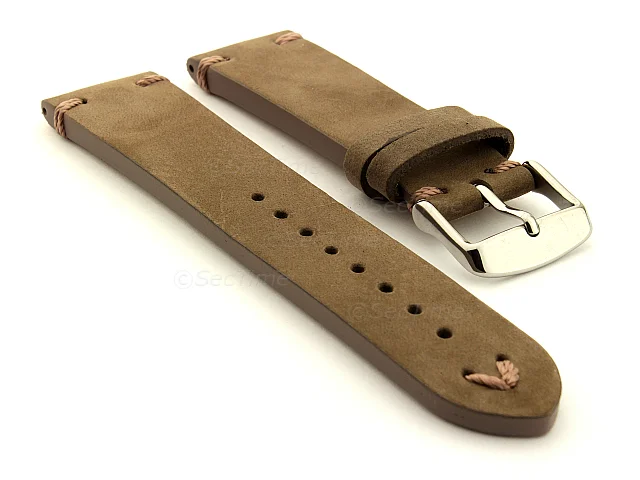 (image for) Suede Leather Retro Style Watch Strap Blacksmith Plus Coyote Brown 22mm