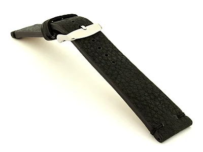 (image for) Suede Leather Retro Style Watch Strap Blacksmith Plus Black 20mm (2)