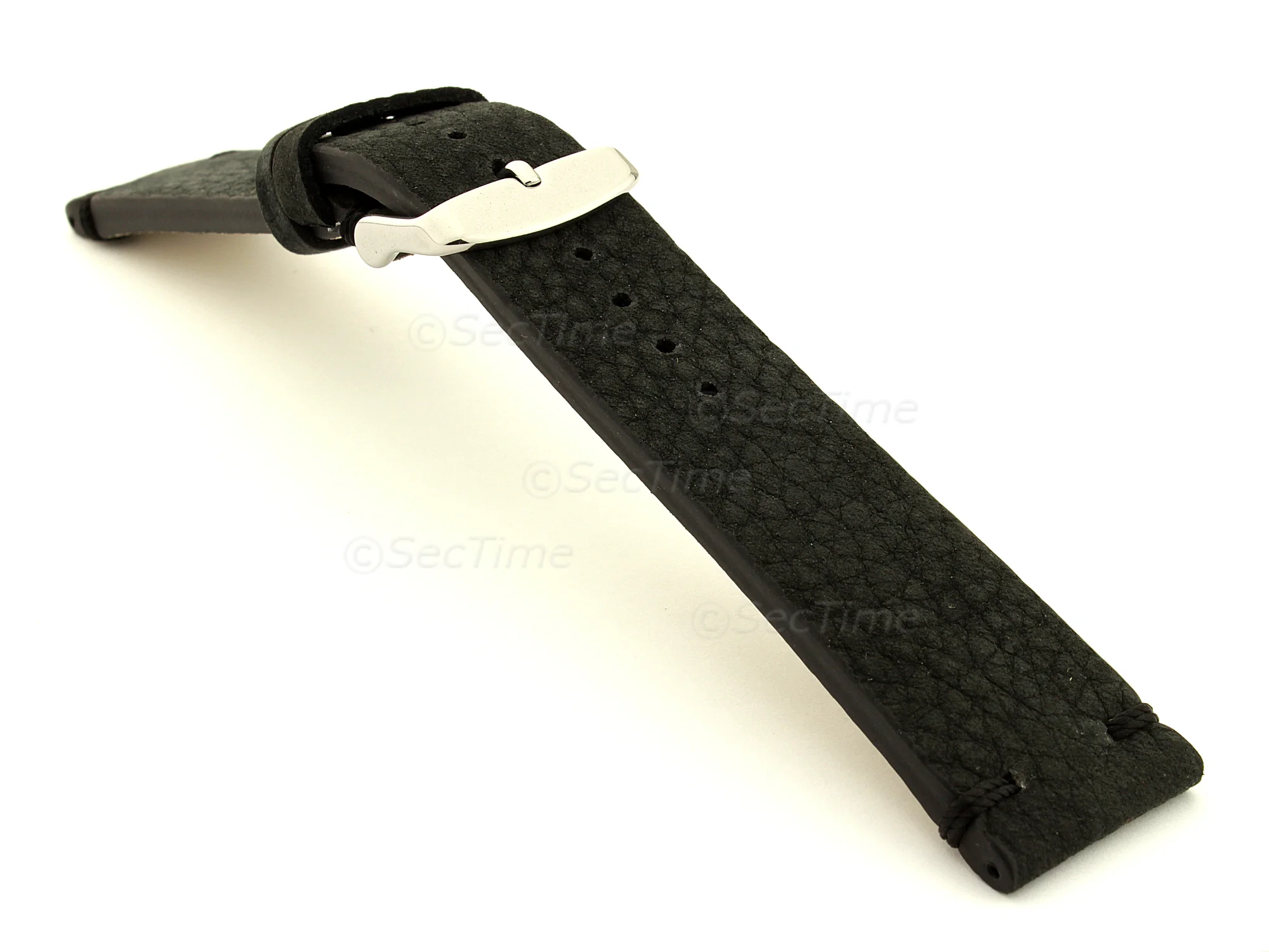 (image for) Suede Leather Retro Style Watch Strap Blacksmith Plus Black 20mm (2)