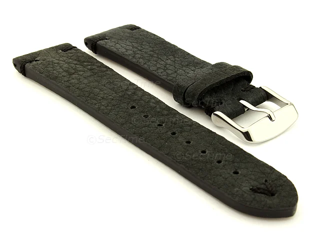 (image for) Suede Leather Retro Style Watch Strap Blacksmith Plus Black 20mm