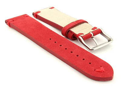 (image for) Suede Leather Retro Style Watch Strap Blacksmith Plus Red 22mm (1)