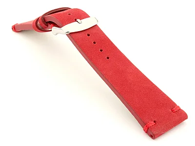 (image for) Suede Leather Retro Style Watch Strap Blacksmith Plus Red 22mm (2)