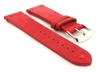 (image for) Suede Leather Retro Style Watch Strap Blacksmith Plus Red 24mm