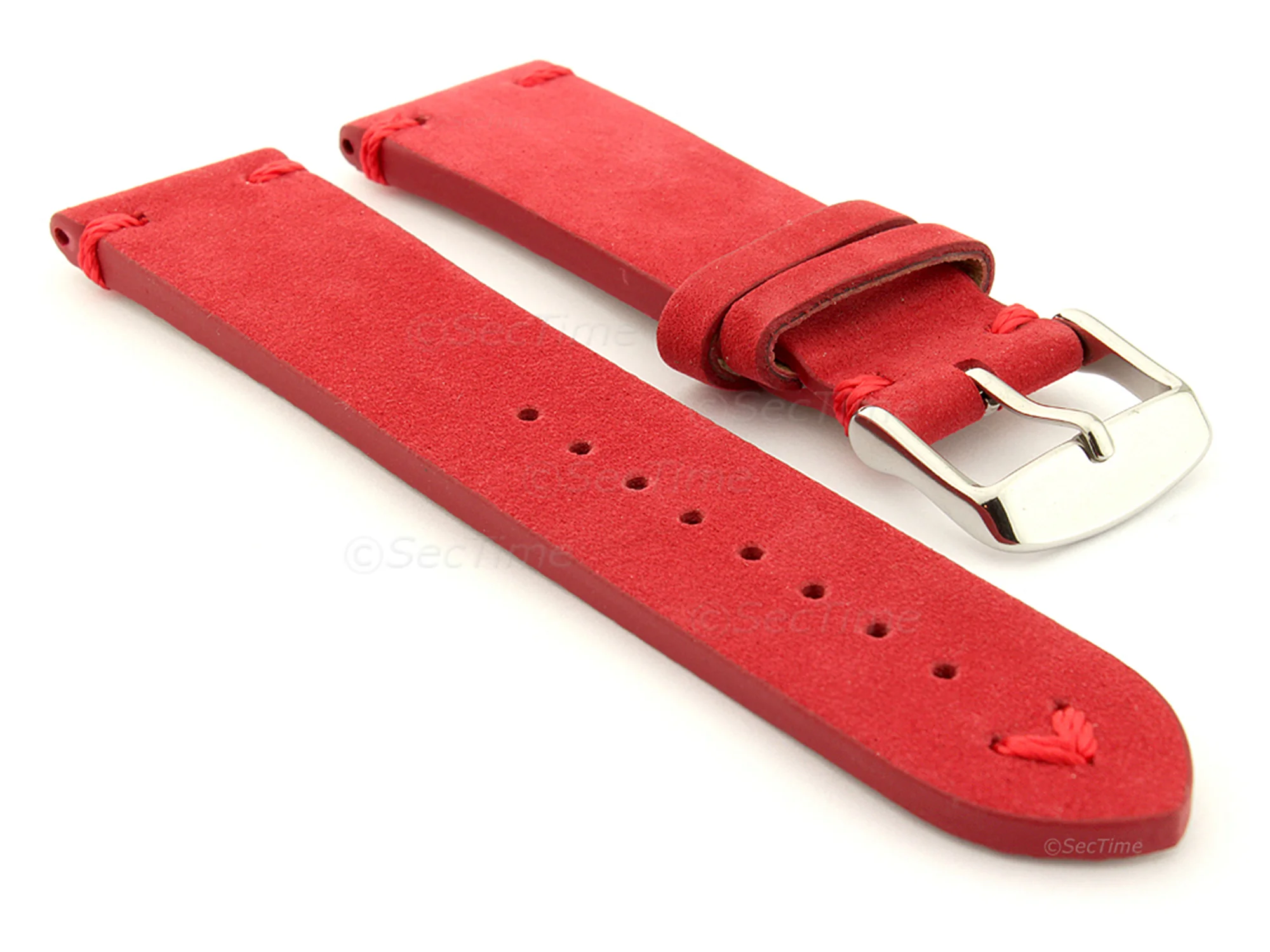 (image for) Suede Leather Retro Style Watch Strap Blacksmith Plus Red 22mm