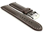 (image for) Leather Watch Strap fits Breitling Dark Brown / White 20mm