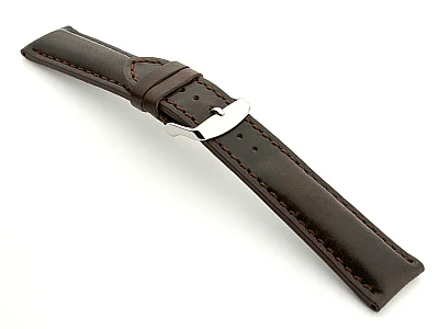 (image for) Leather Watch Strap fits Breitling Dark Brown / Brown 18mm (1)