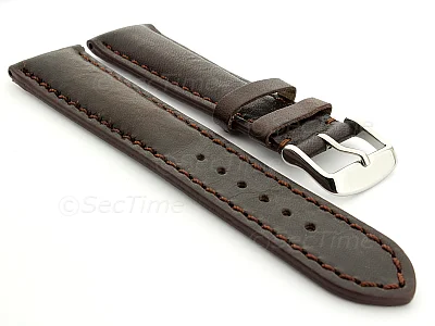 (image for) Leather Watch Strap fits Breitling Dark Brown / Brown 18mm