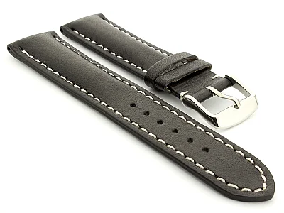 (image for) Leather Watch Strap fits Breitling Black / White 18mm