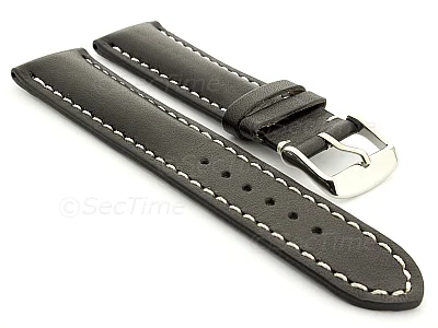 (image for) Leather Watch Strap fits Breitling Black / White 24mm