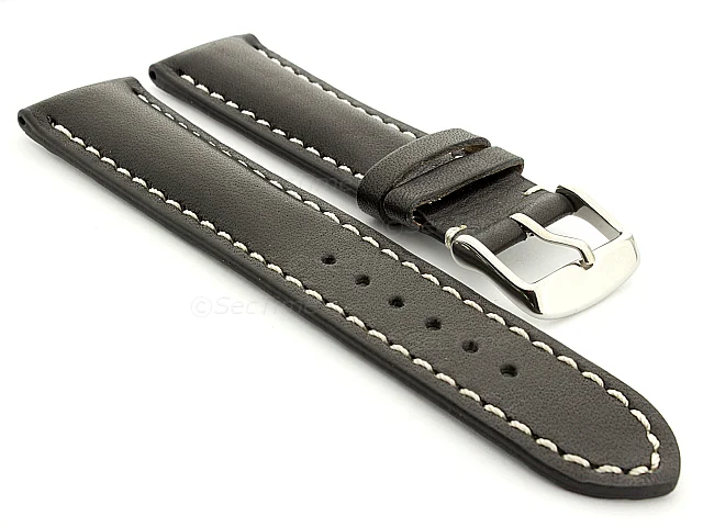 (image for) Leather Watch Strap fits Breitling Black / White 20mm