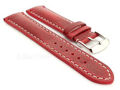(image for) Leather Watch Strap fits Breitling Red / White 20mm