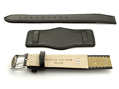 (image for) Bund Watch Strap, Leather, Wrist Pad Black 22mm (2)