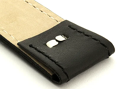 (image for) Bund Watch Strap, Leather, Wrist Pad Black 22mm (3)