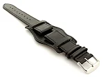 (image for) Bund Watch Strap, Leather, Wrist Pad Black 22mm
