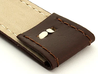 (image for) Bund Watch Strap, Leather, Wrist Pad Dark Brown 22mm (3)