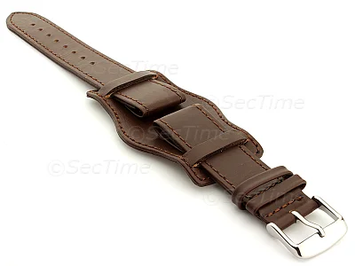(image for) Bund Watch Strap, Leather, Wrist Pad Dark Brown 24mm