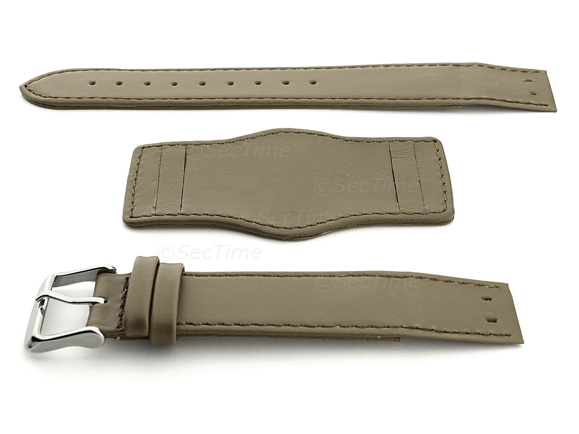 (image for) Bund Watch Strap, Leather, Wrist Pad Mud 18mm (1)