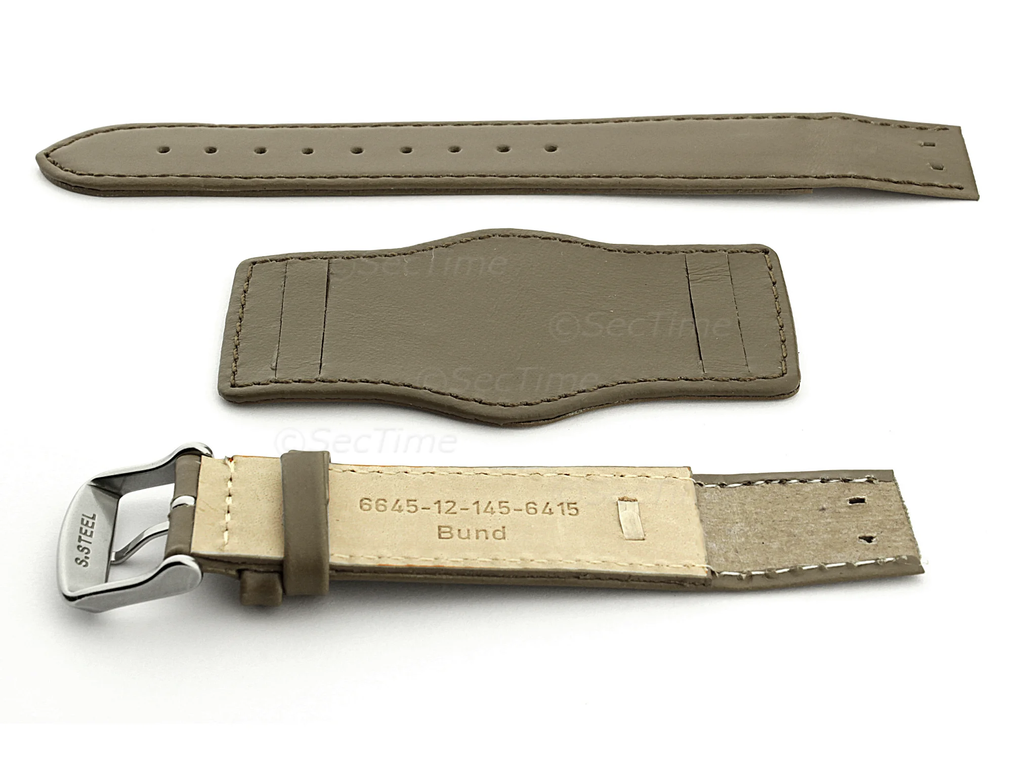 (image for) Bund Watch Strap, Leather, Wrist Pad Mud 18mm (2)