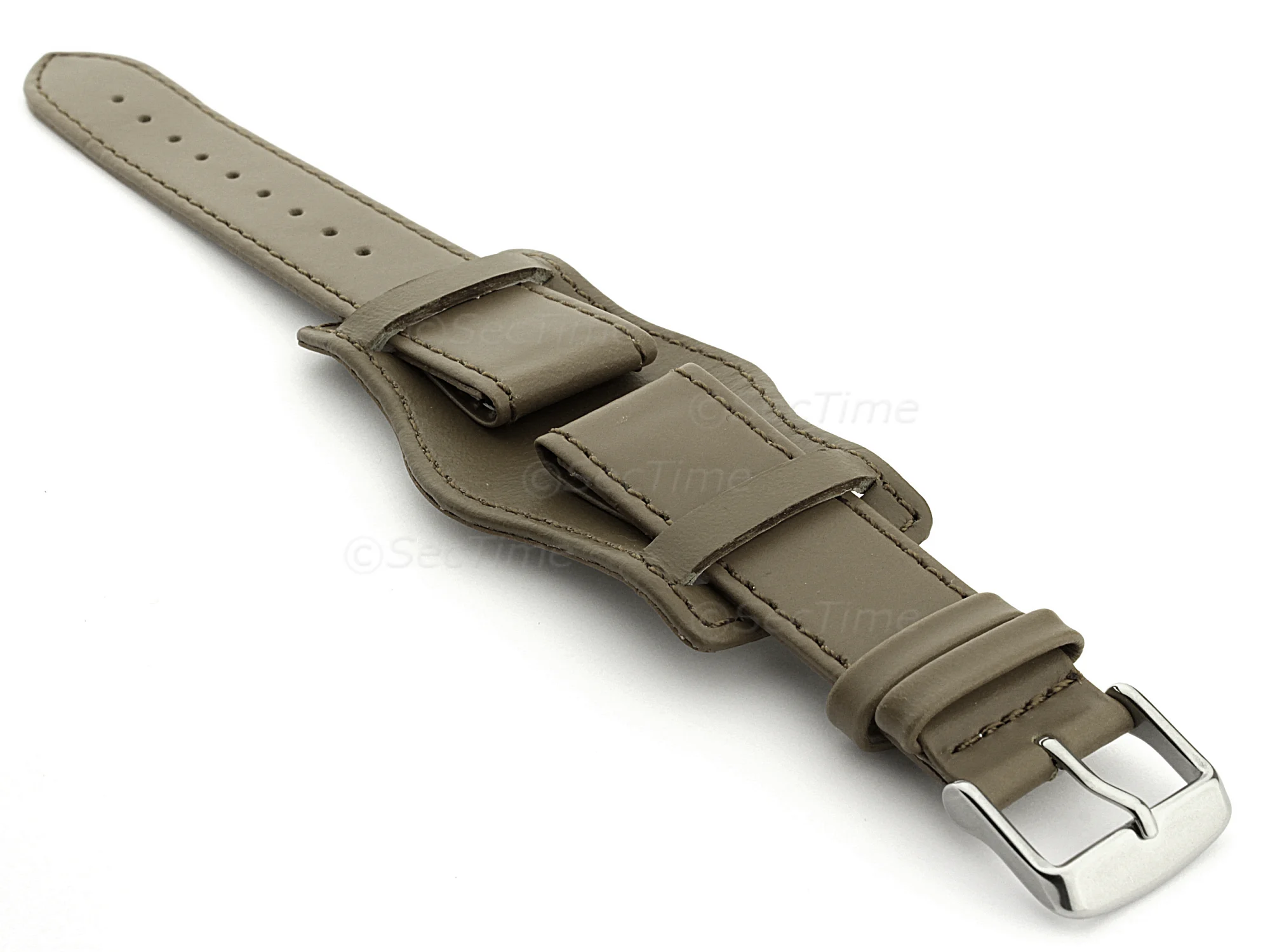 (image for) Bund Watch Strap, Leather, Wrist Pad Mud 18mm