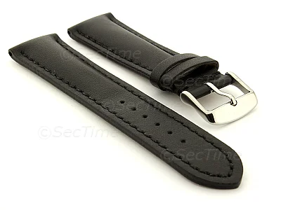 (image for) Padded Watch Strap Band CANYON Genuine Leather Black/Black 24mm