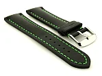 (image for) Padded Watch Strap Band CANYON Genuine Leather Black/Green 22mm
