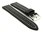 (image for) CARBON FIBRE EFFECT LEATHER WATCH STRAP WATERPROOF Black/White 22mm
