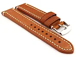 (image for) Genuine Leather WATCH STRAP Catalonia WAXED LINING Brown (Tan)/White 18mm
