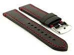 (image for) Genuine Leather WATCH STRAP Catalonia WAXED LINING Black/Red 18mm