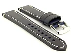 (image for) Genuine Leather WATCH STRAP Catalonia WAXED LINING Navy Blue/White 24mm