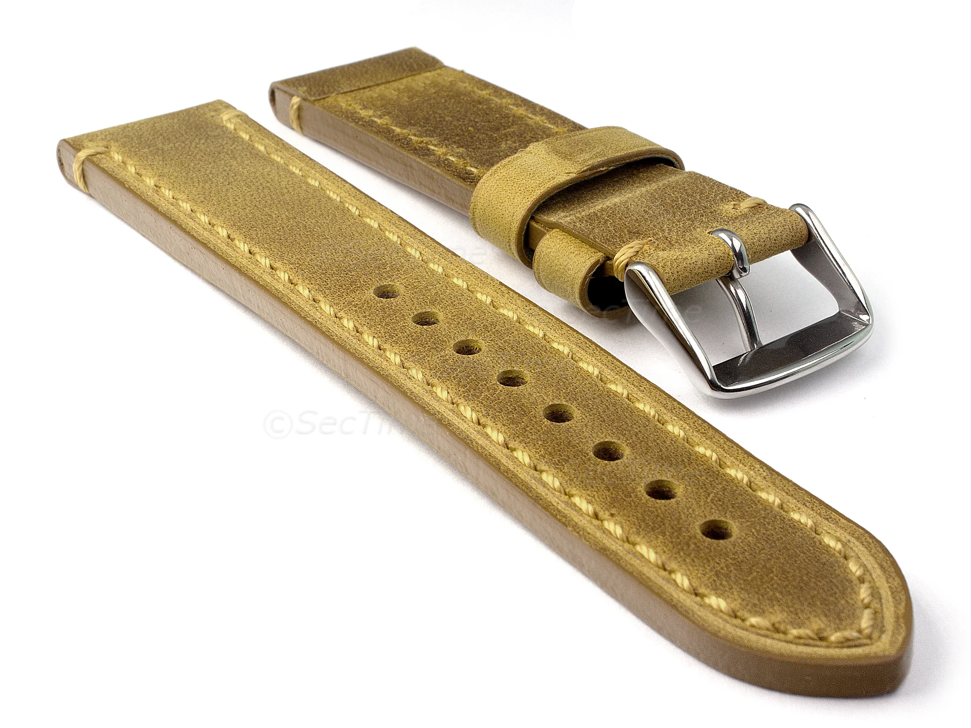 (image for) Genuine Leather WATCH STRAP Catalonia WAXED LINING Brown (Matte) 20mm (1)