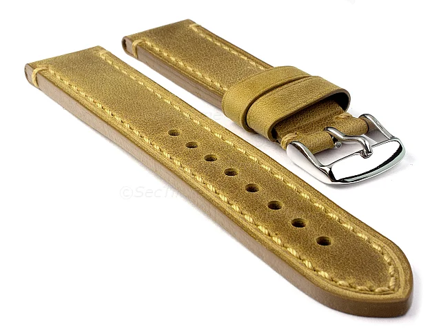 (image for) Genuine Leather WATCH STRAP Catalonia WAXED LINING Brown (Matte) 20mm