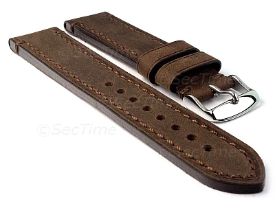 (image for) Genuine Leather WATCH STRAP Catalonia WAXED LINING Dark Brown (Matte) 18mm
