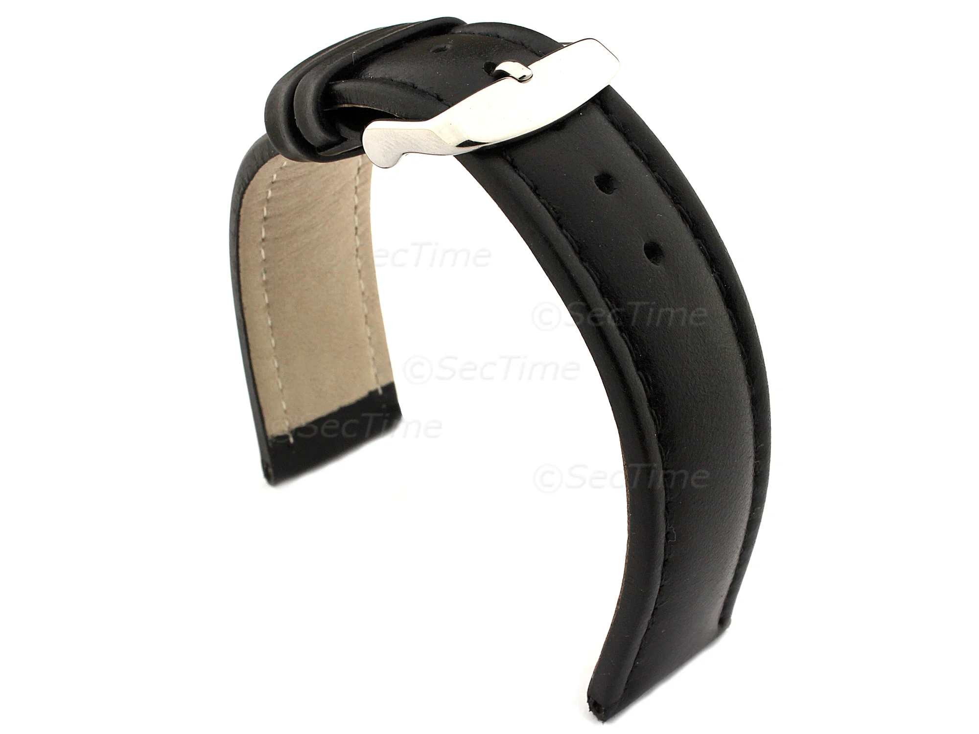 (image for) Genuine Leather WRISTWATCH STRAP Cavalier Black/Black 18mm