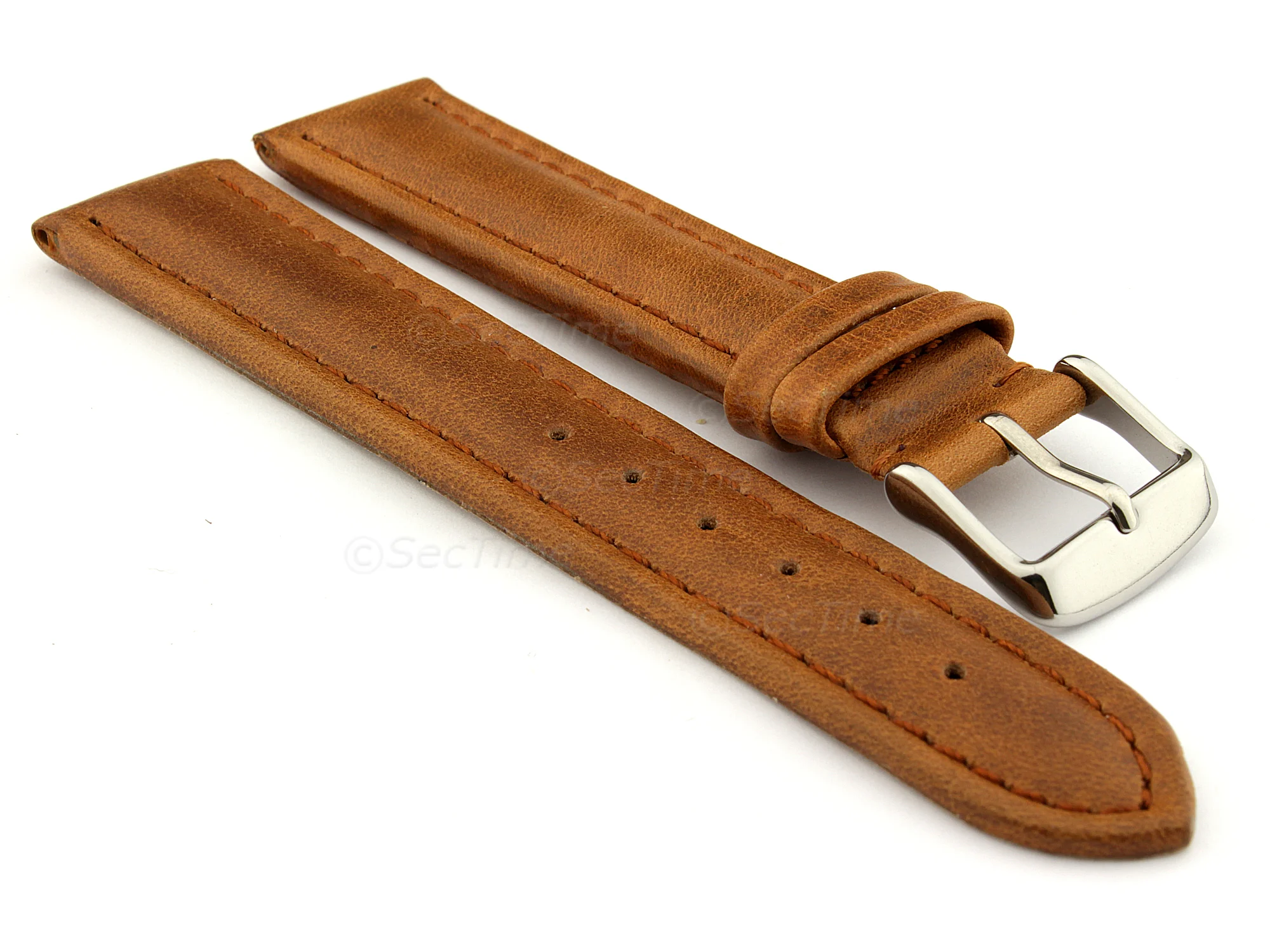 (image for) Genuine Leather WRISTWATCH STRAP Cavalier Brown/Brown 20mm (1)