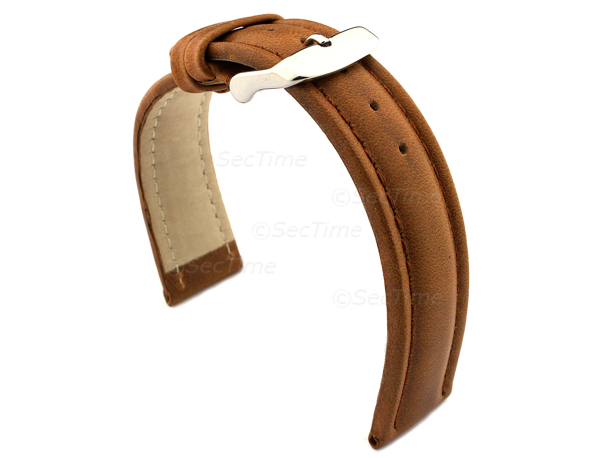 (image for) Genuine Leather WRISTWATCH STRAP Cavalier Brown/Brown 20mm