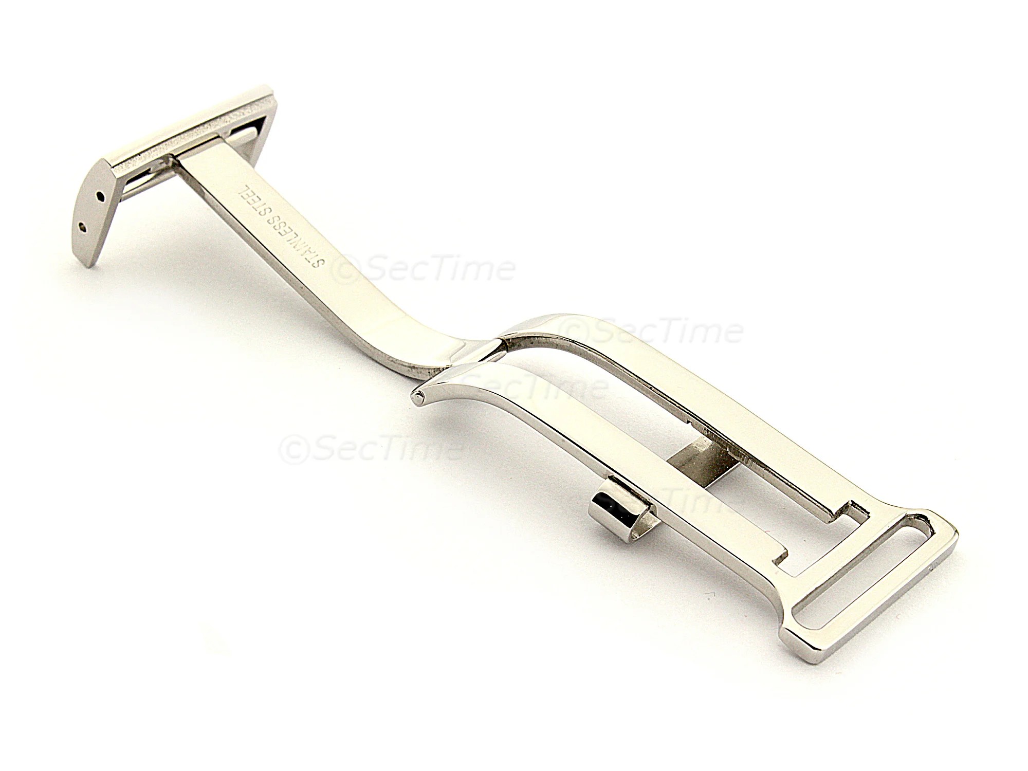 (image for) 20mm Polished Silver-Coloured Deployant Clasp for Breitling Style Watch Straps (1)