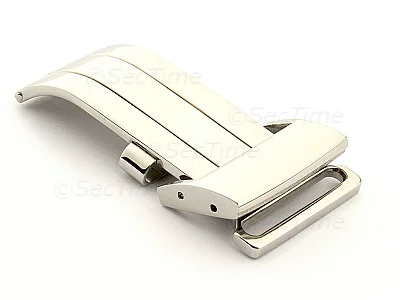 (image for) 18mm Polished Silver-Coloured Deployant Clasp for Breitling Style Watch Straps