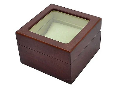 (image for) Classic Wooden Watch Box for 1 Wristwatch with Glass Lid Brown