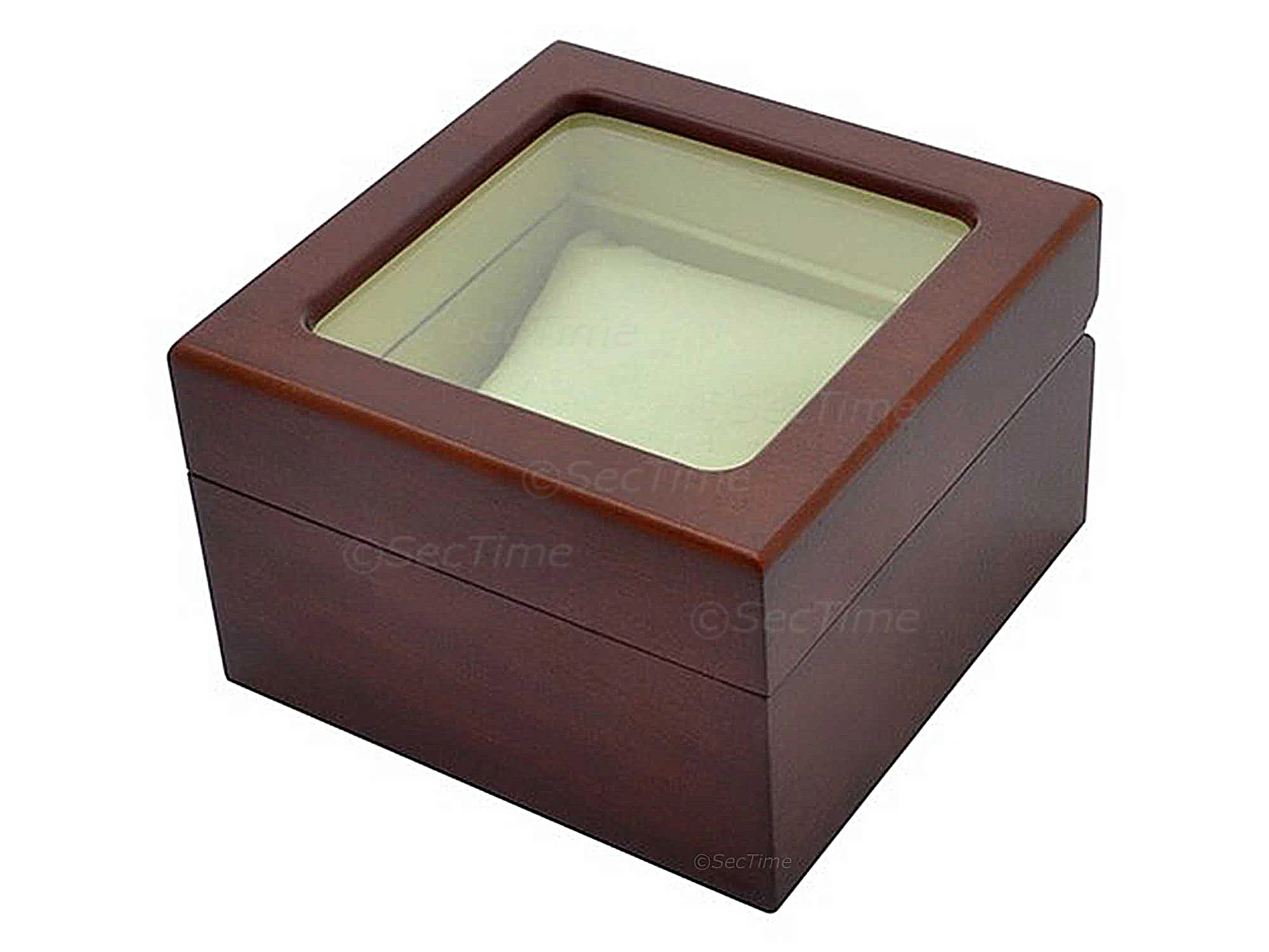 (image for) Classic Wooden Watch Box for 1 Wristwatch with Glass Lid Brown