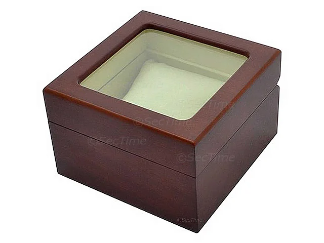 (image for) Classic Wooden Watch Box for 1 Wristwatch with Glass Lid Brown