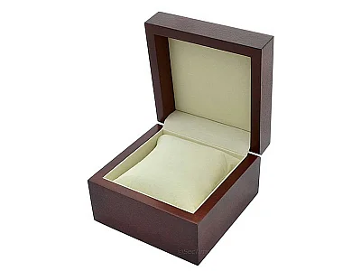 (image for) Classic Wooden Watch Box for 1 Wristwatch with Veluor Cushion - Brown (1)