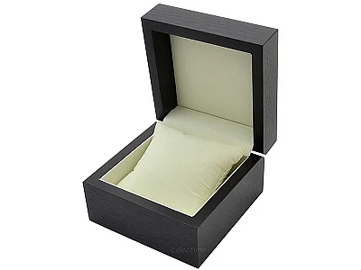 (image for) Classic Wooden Watch Box for 1 Wristwatch with Veluor Cushion - Black (1)