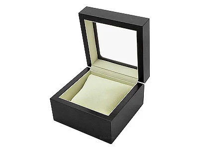 (image for) Classic Wooden Watch Box for 1 Wristwatch with Glass Lid Black (1)