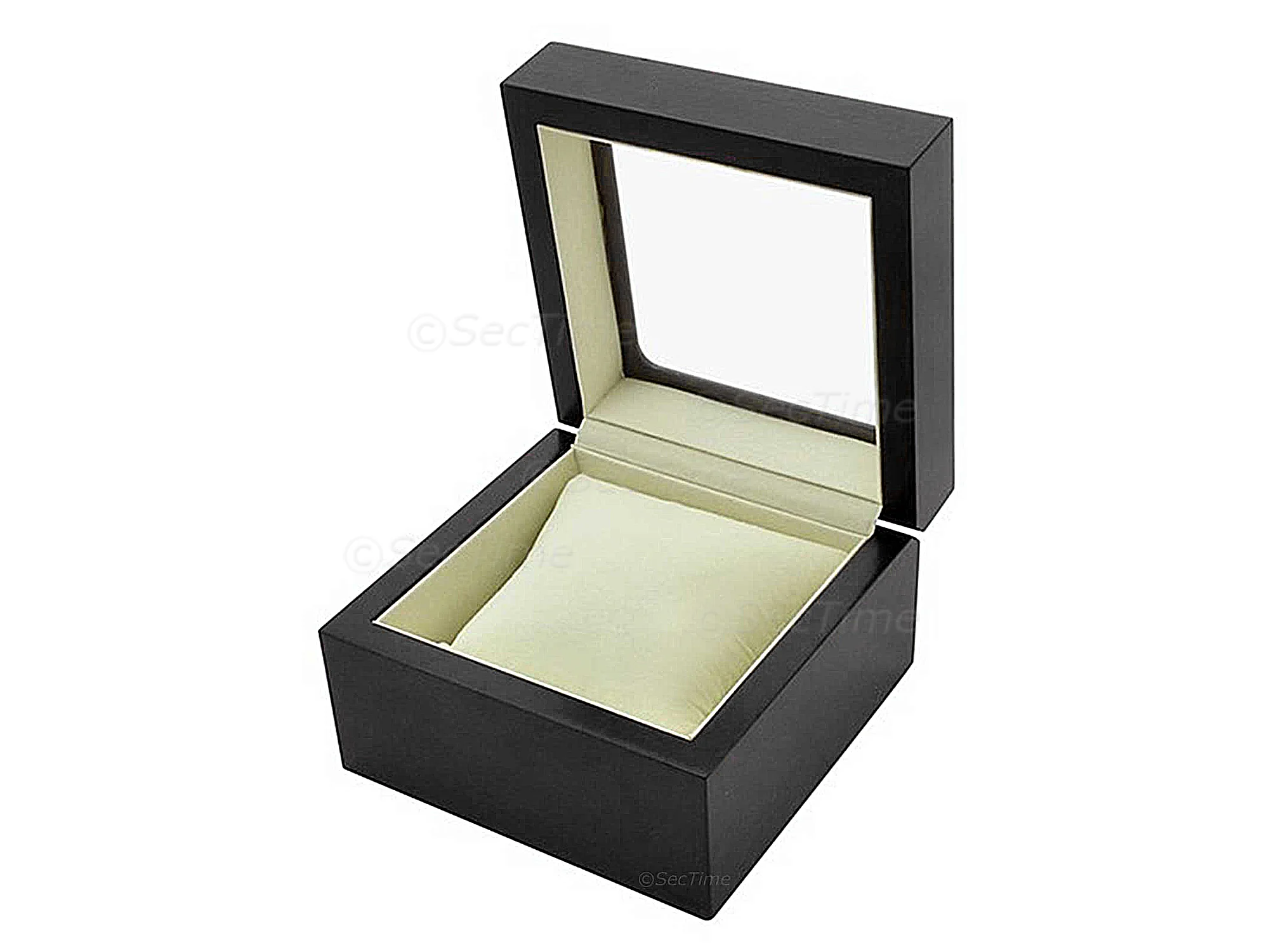 (image for) Classic Wooden Watch Box for 1 Wristwatch with Glass Lid Black (1)