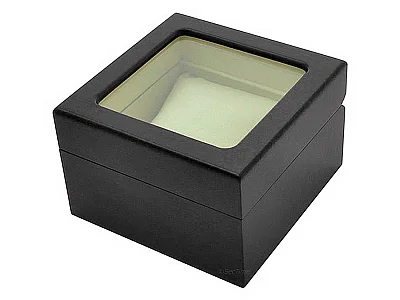 (image for) Classic Wooden Watch Box for 1 Wristwatch with Glass Lid Black