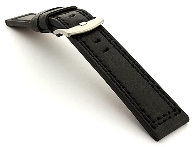 (image for) Panerai Style Waterpoof Leather Watch Strap CONSTANTINE Black 26mm (1)