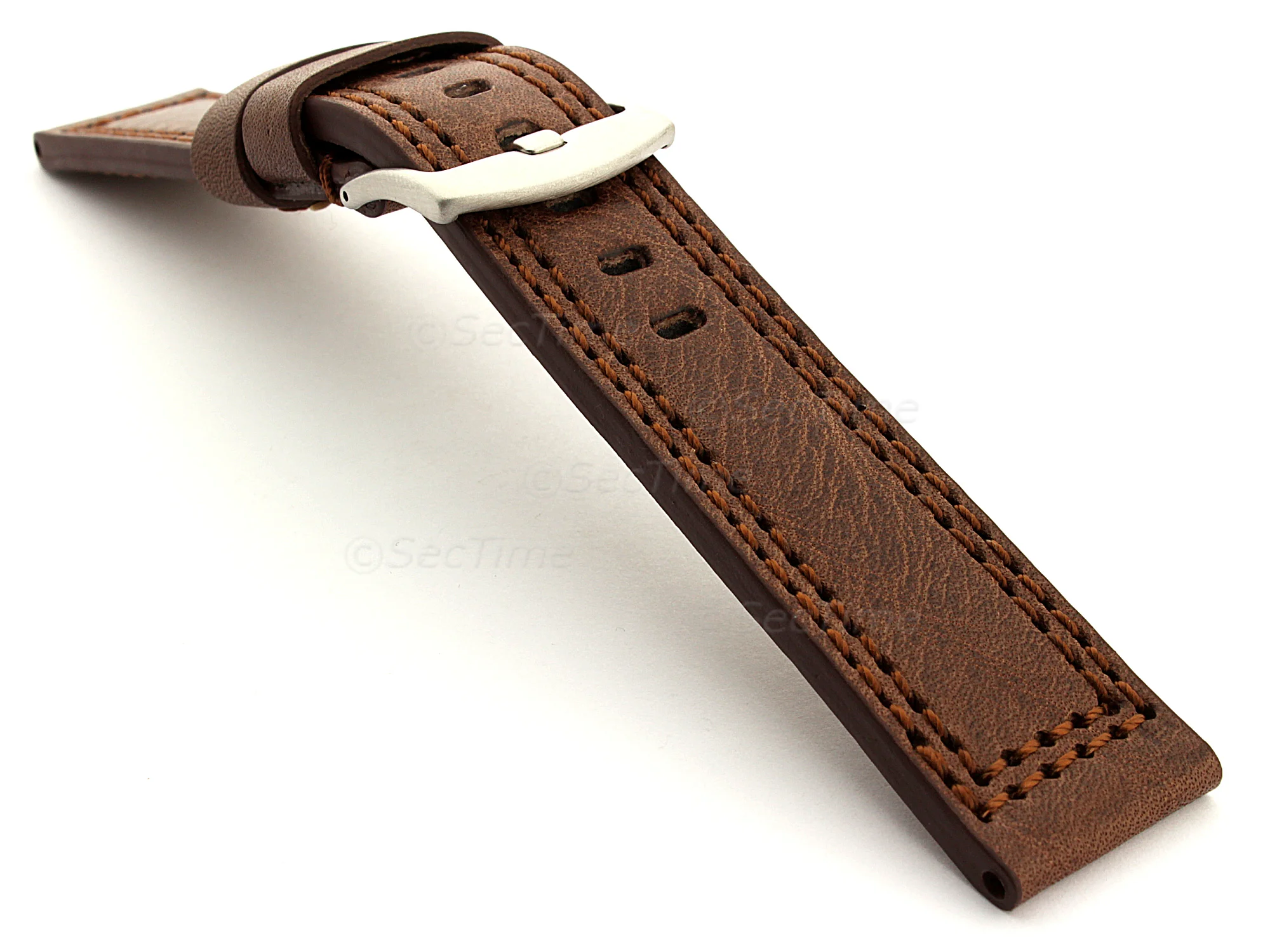 (image for) Panerai Style Waterpoof Leather Watch Strap CONSTANTINE Dark Brown 26mm (1)