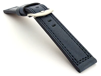 (image for) Panerai Style Waterpoof Leather Watch Strap CONSTANTINE Blue 26mm (1)